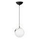 Suspension SFERA boule chromée verre blanc E14 base métal noir Design chic 