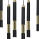 Plafonnier DALLAS 8 tubes métal noir et doré miniGU10 Industriel 