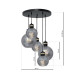 Suspension OMEGA 5 boules verre fumé douille métal noir doré base ronde Design chic 