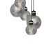 Suspension OMEGA 5 boules verre fumé douille métal noir doré base ronde Design chic 