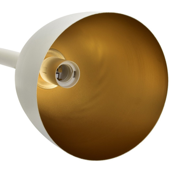Suspension CLARK abat-jour cloche métal blanc et doré E27 Industriel 