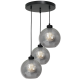 Suspension SOFIA 3 boules verre fumé E27 base ronde métal noir Design chic 