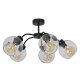 Plafonnier SOFIA 5 abat-jour boule verre clair E27 struture étoile métal noir Design chic 