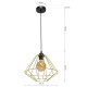 Suspension LUPO noir cage forme diamant métallique doré E27 Bohème 