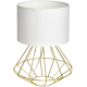 Lampe à poser LUPO cage forme diamant métallique doré abat-jour tissu blanc E27 Bohème 