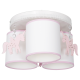 Plafonnier UNI licornes roses base ronde métal blanc 3 abat-jour tissu  E27 Enfant 