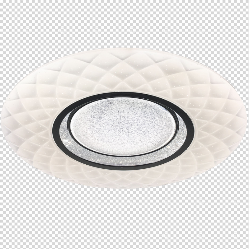 Plafonnier TOKYO 40cm rond blanc effet matelassé anneau noir LED CCT 3000k à 6000k 24W avec télécommande 