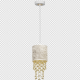 Suspension ALMERIA abat-jour tissu blanc 15cm chaine perles dorées E27 Vintage 