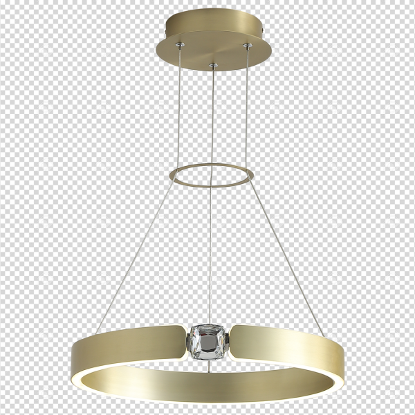 Suspension SIRIUS doré anneau lumineux forme bague avec diamant LED blanc neutre 26W Design chic 