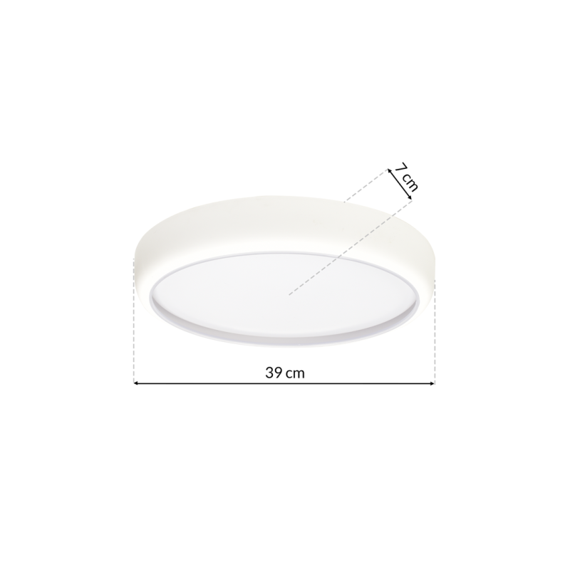 Plafonnier GEA rond 39cm métal blanc LED 36W CCT 3000k à 6000k 2520Lm dimmable Minimaliste 