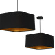 Suspension NAPOLI hauteur réglable abat-jour carré tissu noir intérieur doré E27 Design chic 