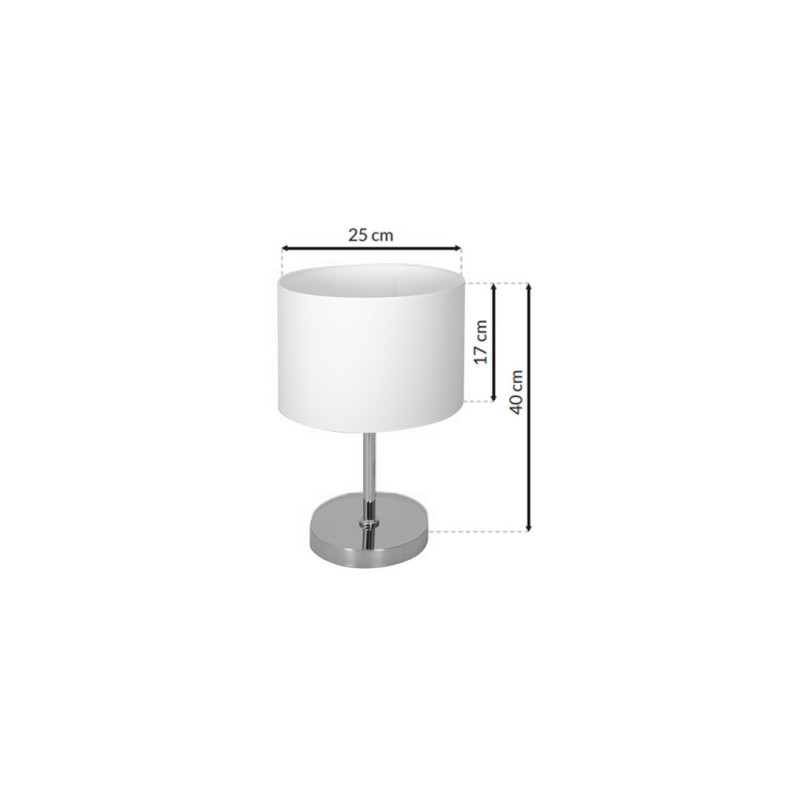 Lampe à poser CASINO abat-jour Blanc pied métal chromé E27 Minimaliste 