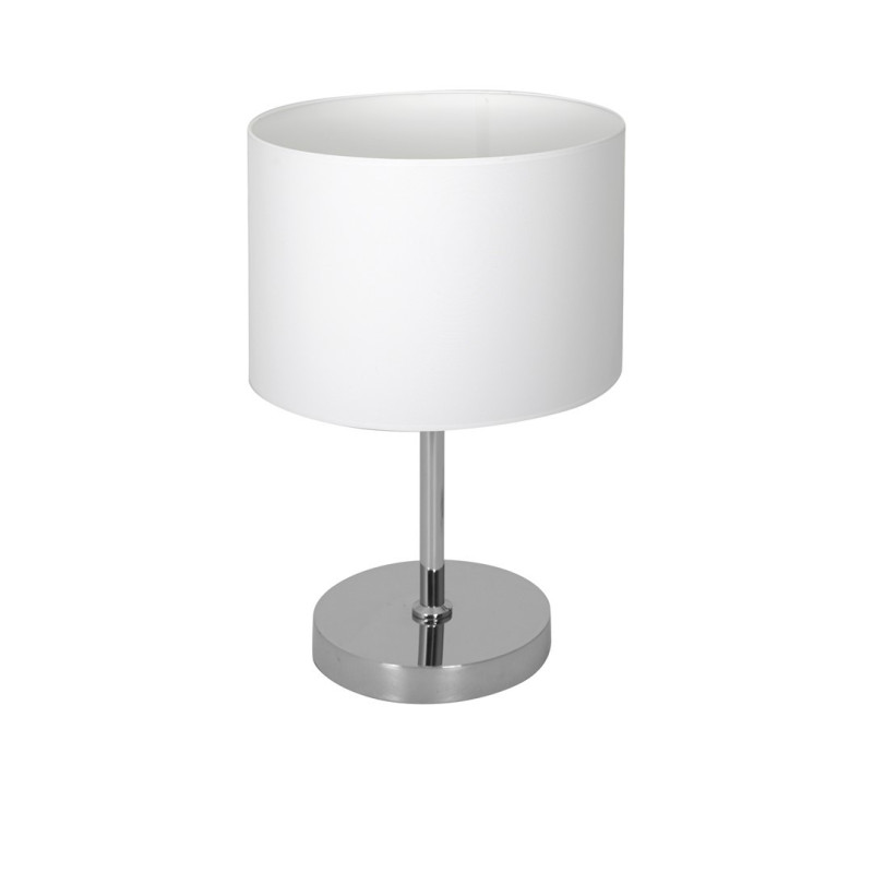 Lampe à poser CASINO abat-jour Blanc pied métal chromé E27 Minimaliste 