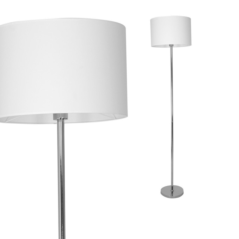 Lampadaire CASINO abat-jour Blanc pied métal chromé E27 Minimaliste 