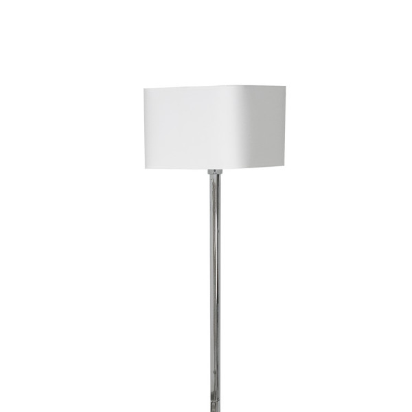 Lampadaire NAPOLI abat-jour carré tissu blanc et pied chromé E27 Design chic 
