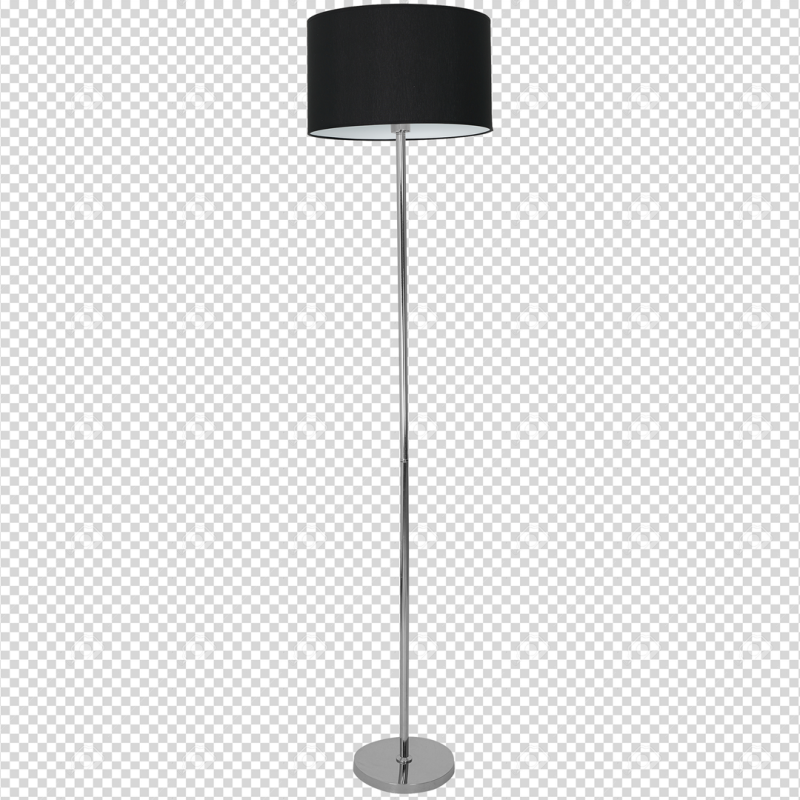 Lampadaire CASINO abat-jour Noir pied métal chromé E27 Minimaliste 