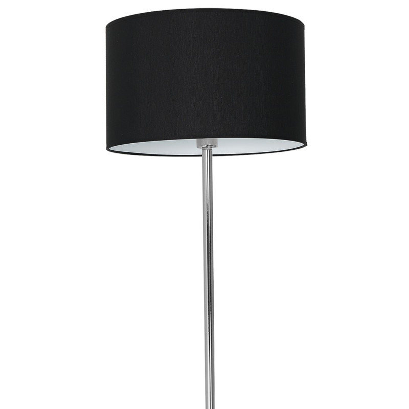 Lampadaire CASINO abat-jour Noir pied métal chromé E27 Minimaliste 