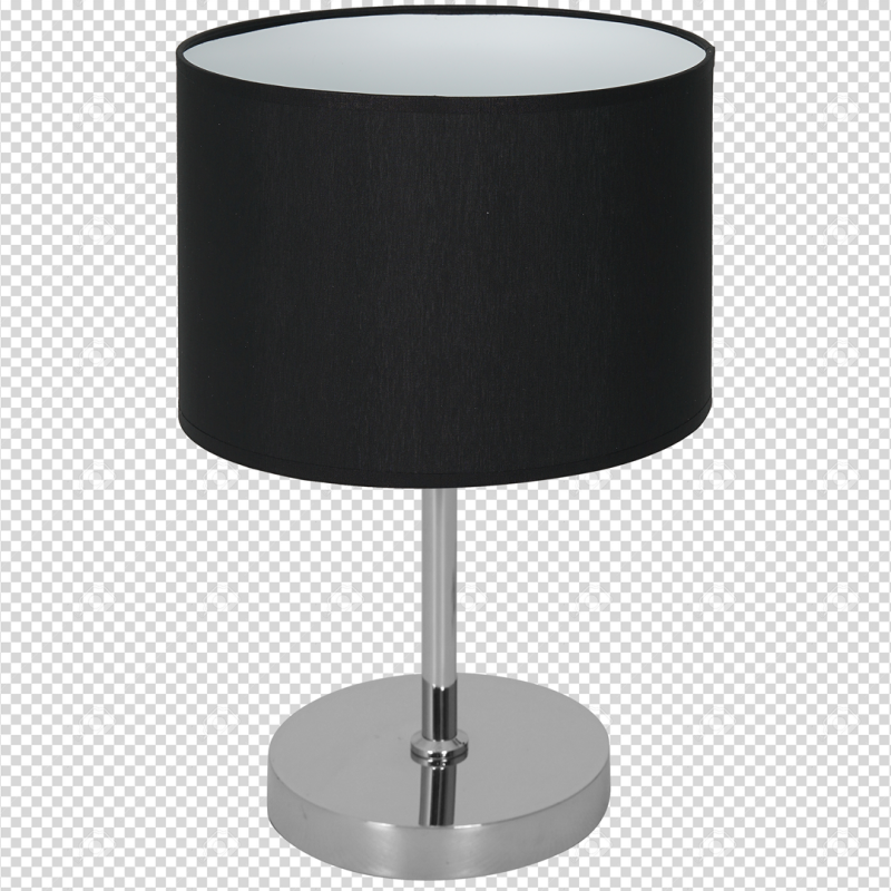 Lampe à poser CASINO abat-jour Noir pied métal chromé E27 Minimaliste 