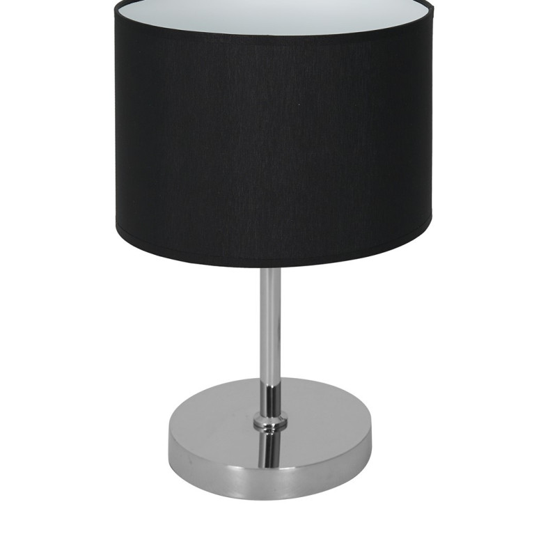 Lampe à poser CASINO abat-jour Noir pied métal chromé E27 Minimaliste 