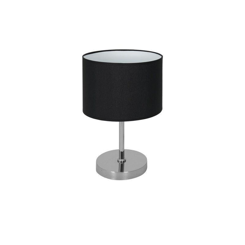 Lampe à poser CASINO abat-jour Noir pied métal chromé E27 Minimaliste 