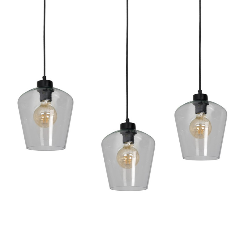 Suspension SANTIAGO 3 abat-jour verre clair E27 Design chic 