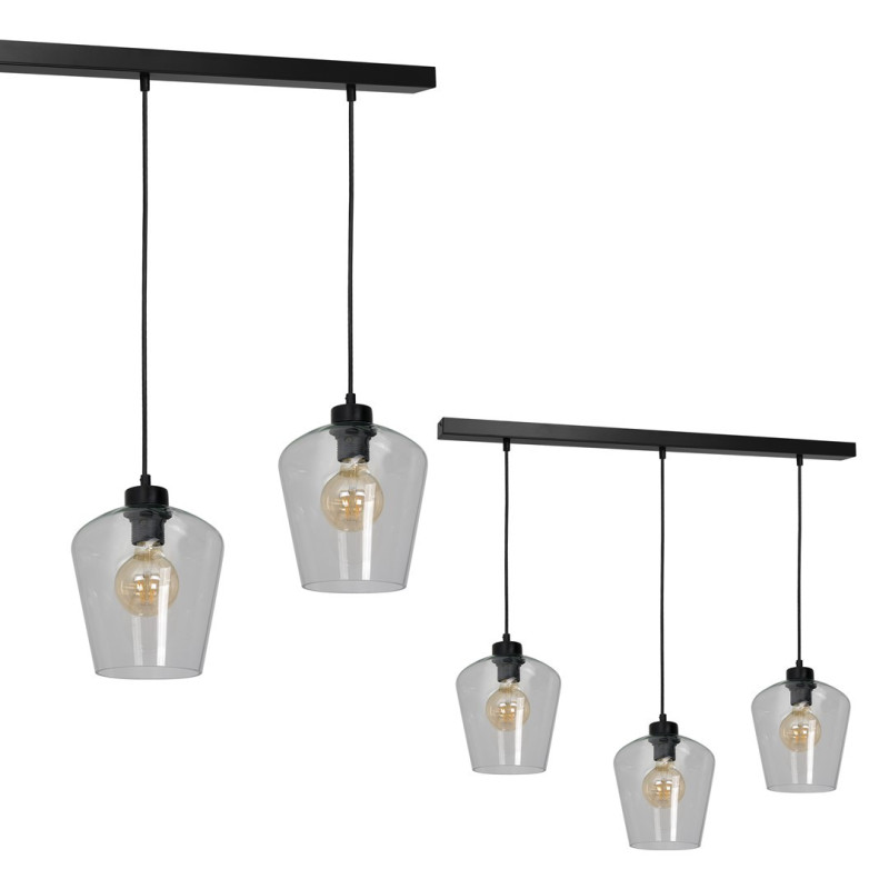 Suspension SANTIAGO 3 abat-jour verre clair E27 Design chic 