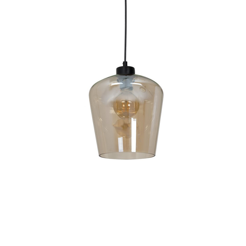 Suspension SANTIAGO abat-jour verre ambré E27 Design chic 