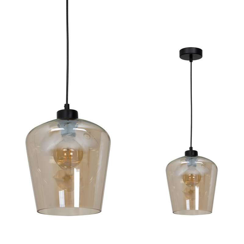 Suspension SANTIAGO abat-jour verre ambré E27 Design chic 