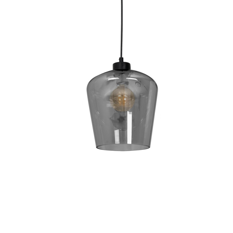 Suspension SANTIAGO abat-jour verre fumé E27 Design chic 