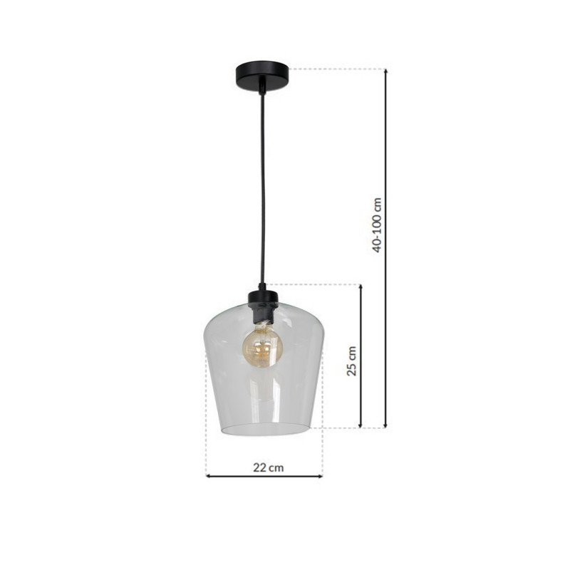 Suspension SANTIAGO abat-jour verre clair E27 Design chic 