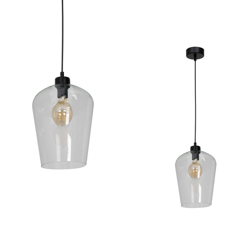 Suspension SANTIAGO abat-jour verre clair E27 Design chic 