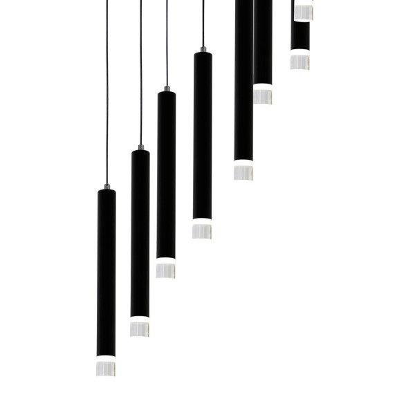 Suspension CARBON forme carillon 12 cylindres métal noir LED blanc neutre 4000k 12W 