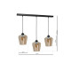 Suspension SANTIAGO 3 abat-jour verre ambré E27 Design chic 