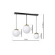 Suspension SPARTA 3 boules alignées dorées verre blanc E14 base métal noir Design chic 