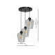 Suspension SANTIAGO 3 abat-jour verre clair E27 base ronde métal noir Design chic 