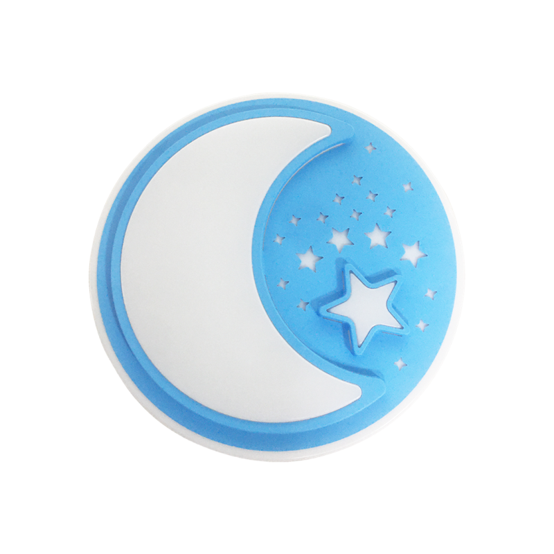 Applique murale ronde 48cm NOTE Lune et étoiles blanc et bleu LED 40W CCT 3000k à 6000k 2800Lm Enfant 