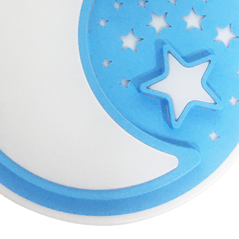 Applique murale ronde 48cm NOTE Lune et étoiles blanc et bleu LED 40W CCT 3000k à 6000k 2800Lm Enfant 