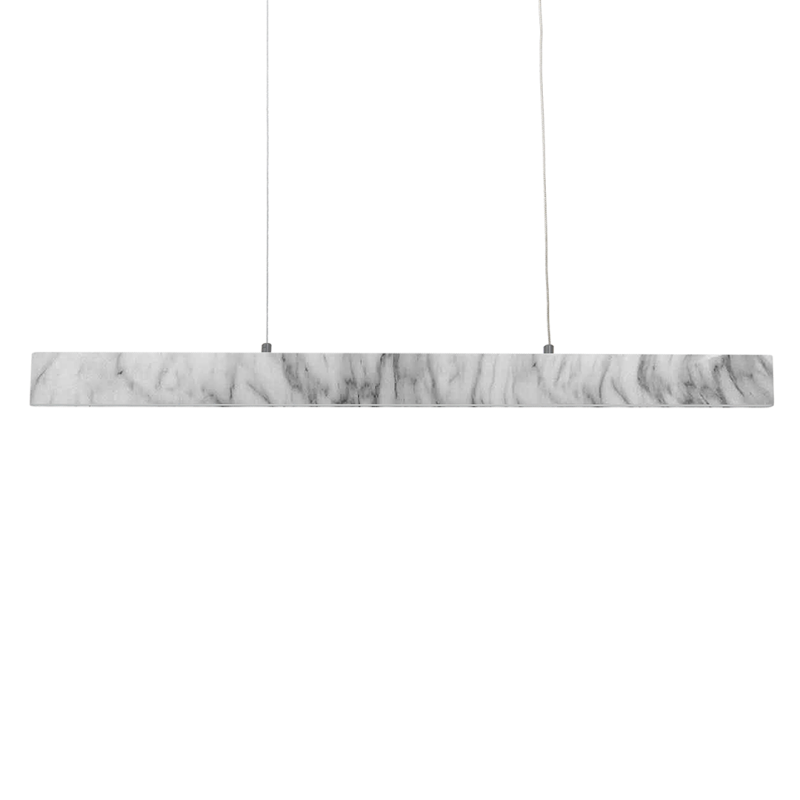 Suspension PIERCE rectangle plastique marbré blanc et gris LED blanc neutre 18W 1080Lm Design chic 