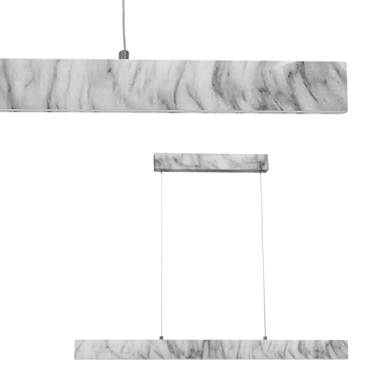 Suspension PIERCE rectangle plastique marbré blanc et gris LED blanc neutre 18W 1080Lm Design chic 