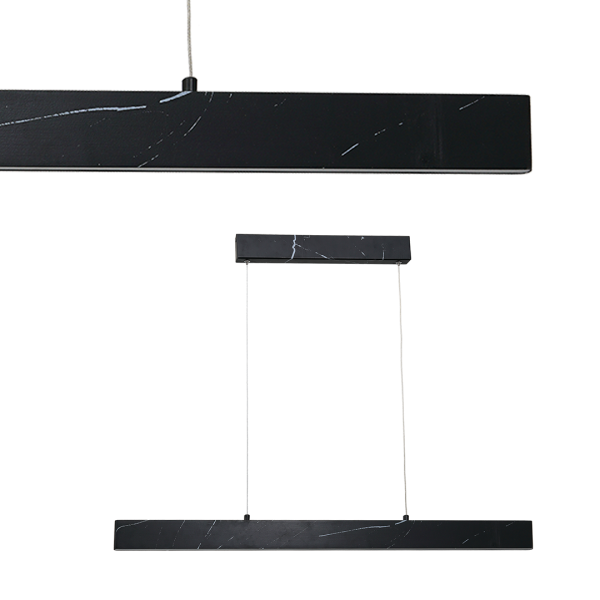 Suspension PIERCE rectangle plastique marbré noir LED blanc neutre 18W 1080Lm Design chic 