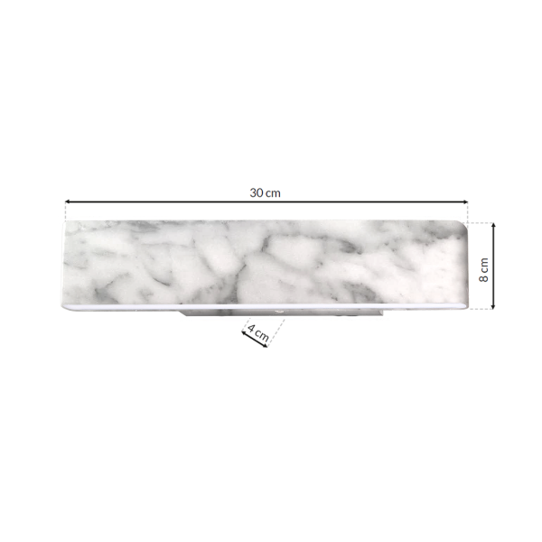 Applique murale PIERCE rectangle plastique marbré blanc et gris LED blanc neutre 12W 720m Design chic 
