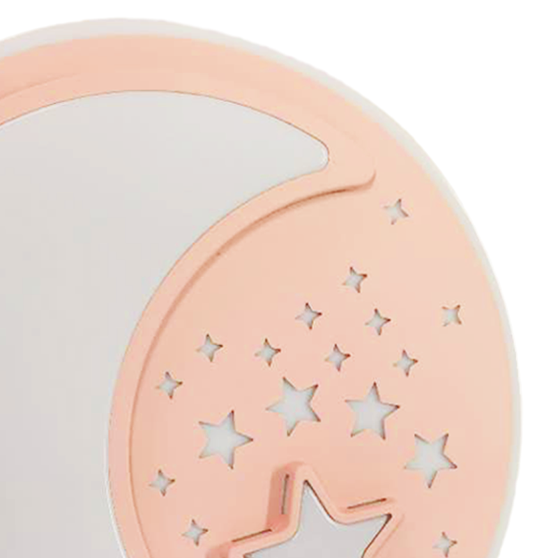 Applique murale ronde 48cm NOTE Lune et étoiles blanc et rose LED 40W CCT 3000k à 6000k 2800Lm Enfant 