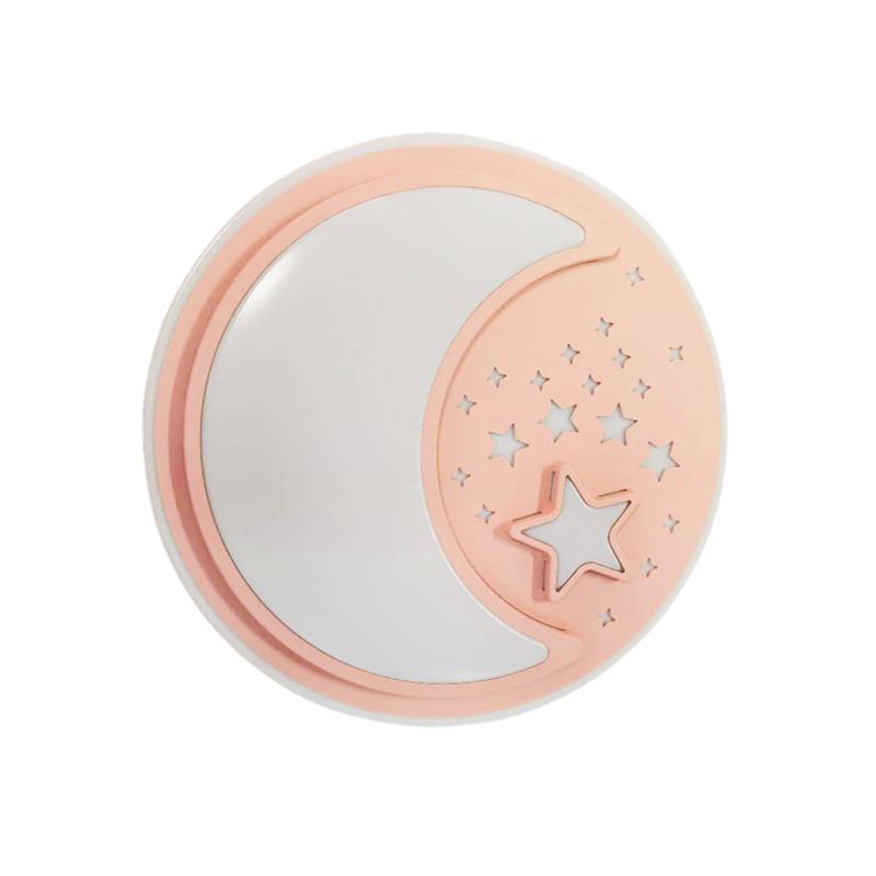 Applique murale ronde 48cm NOTE Lune et étoiles blanc et rose LED 40W CCT 3000k à 6000k 2800Lm Enfant 