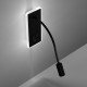 Applique murale flexible double option éclairage LED 8W ou 2W blanc neutre port USB BASE rectangle métal noir Minimaliste 