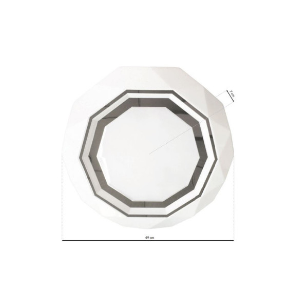 Plafonnier LULU polygone 49cm à facettes plastique blanc LED 40W CCT 3000k à 6000k 2800Lm dimmable 