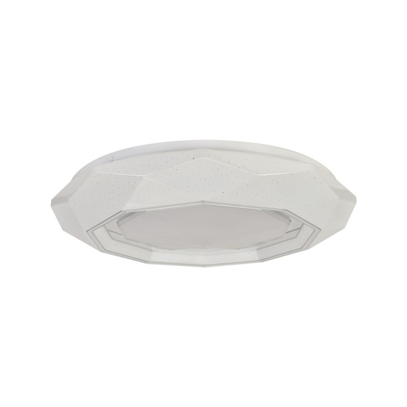 Plafonnier LULU polygone 49cm à facettes plastique blanc LED 40W CCT 3000k à 6000k 2800Lm dimmable 