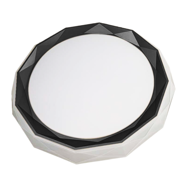 Plafonnier OSCAR rond 53cm octogone blanc et noir LED 45W CCT 3000k à 6000k 3150Lm dimmable 