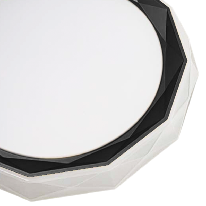 Plafonnier OSCAR rond 53cm octogone blanc et noir LED 45W CCT 3000k à 6000k 3150Lm dimmable 