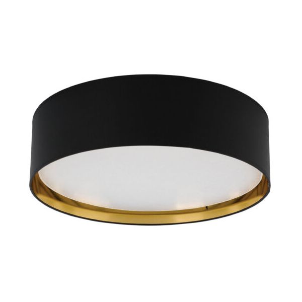 Plafonnier BILBAO BLACK/GOLD rond 60cm tissu noir intérieur doré Design Minimaliste