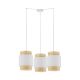 Luminaire Suspendu BOHO 3 abat-jour rotin et tissu blanc Design Bohème